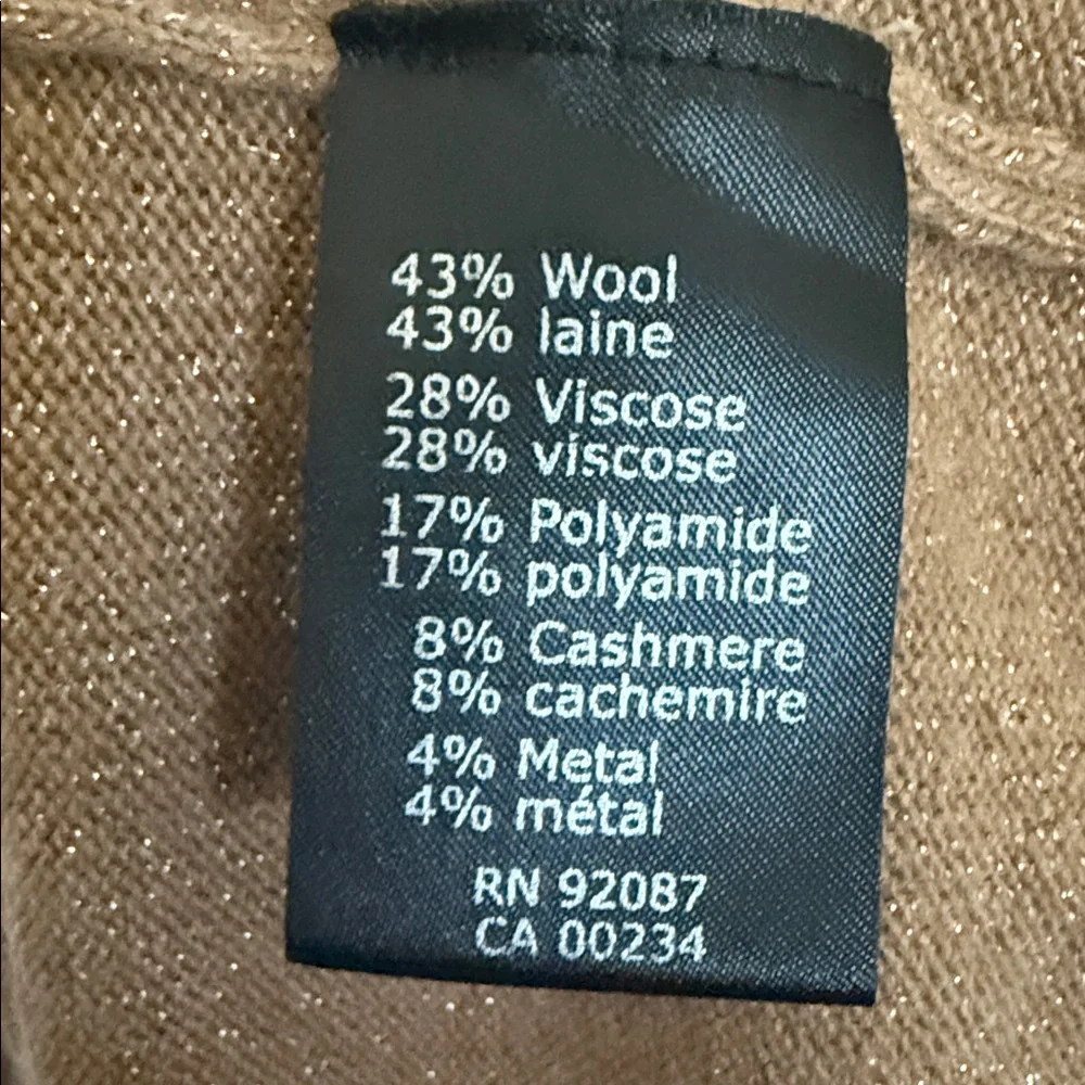 Saks Fifth Avenue Women’s Beige/Camel Crewneck Sweater with puffy sleeves - Picture 4 of 4